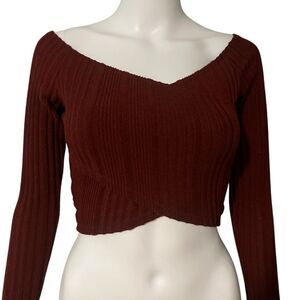 Windsor Burgundy Ribbed Knit Sweater Top Small